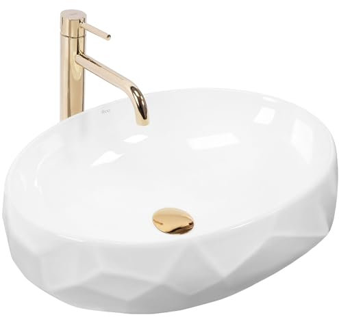 REA MAYA OVAL LAVABO DA APPOGGIO BIANCO, LAVANDINO IN CERAMICA