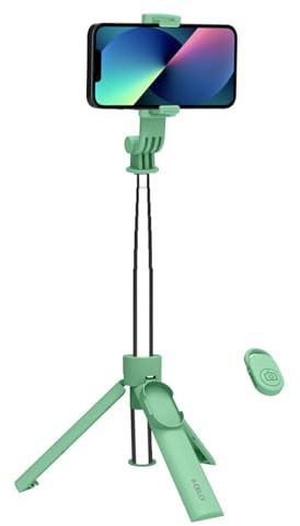 Celly, Bastone Selfie Universale con Bluetooth, Asta Regolabile e Portatile, Treppiedi Integrato, Compatibile con Smartphone Fino a 7'', Colore Verde