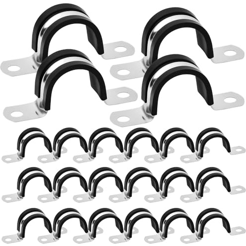 22 Pezzi Collari per Tubi in Acciaio Inox 304, Fascette Stringitubo Foderate in Gomma Premium, Morsetti a U per Cavi e Canali, Staffe di Collegamento Resistenti, Kit Montaggio Professionale