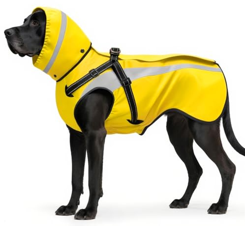 Oslueidy Hund Regenmantel wasserdichte Regenmäntel für Hunde Regenjacken mit Kapuze Haustier Regen Poncho Mantel für kleine mittlere große Hunde Welpen S-XXL (Gelb, M)