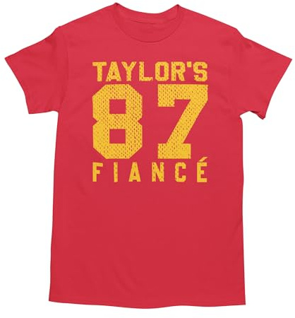 Taylors 87 Fiancé - Footballs First Couple - Cute Jersey Soft Girls Womens top Xs-5x - Unisex Tee Large Red