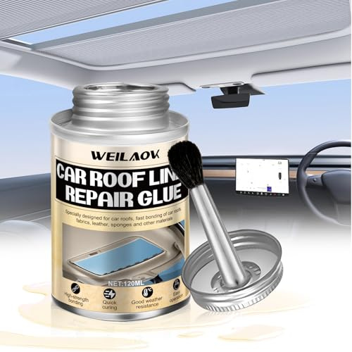 Colle Ciel De Toit Voiture, Colle pour Ciel de Toit, colle toit Voiture, colles Tissu voiture Adapté Aux toits, Intérieurs et Sièges de Voiture, Durcissement Rapide, 120ml