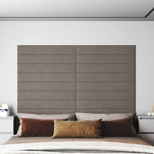 Lot de 12 panneaux muraux, revêtement de plafond, panneaux muraux - Gris clair - 90 x 15 cm - Velours - 1,62 m² - Revêtement mural pour une sensation chaleureuse et rustique