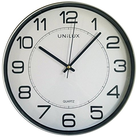 Unilux Wanduhr Magnetisch, 30,5cm Uhr mit modernem Ziffernblatt in silbergrau