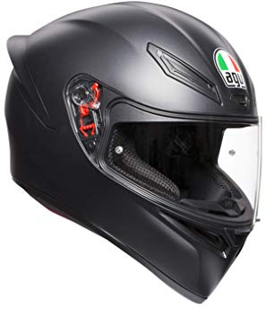 K1 Agv E2205 Solid Casco Moto Uomo, Nero Opaco, XS
