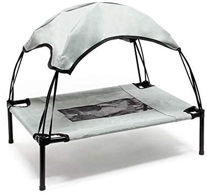Wiltec Hundebett mit Dach Grau 91 x 76 x 16 cm Größe L bis 35 kg Outdoor Katzenliege Haustier Schlafplatz Sonnendach
