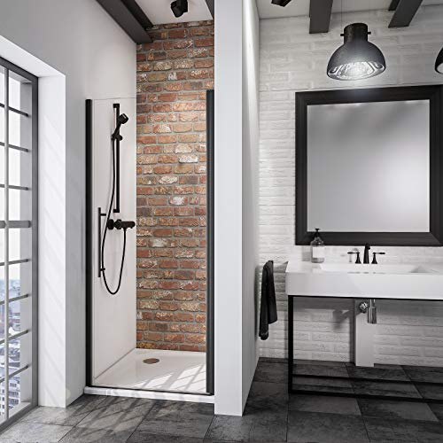 Schulte porte de douche pivotante, paroi en niche Black Style, verre transparent, profilé noir, 70x192 cm
