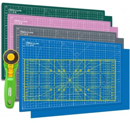 Kit de couture Tapis de découpe ROSE A1 (60x90cm), cutter rotatif 45mm et règle patchwork 15x60cm
