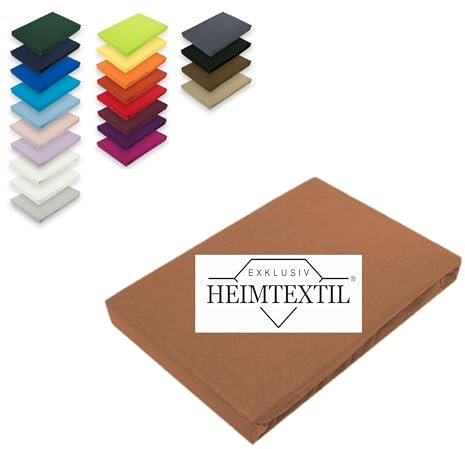 EXKLUSIV HEIMTEXTIL Marke Jersey Spannbettlaken 90-100 x 200 cm 100% Baumwolle Öko - Tex Zertifiziert, Markenqualität, Matratzenhöhe bis 25 cm, Nougat