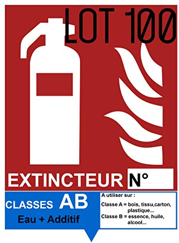 Autocollant vinyl - Signalétique extincteur AB Eau + Additif - L.150 x H.200 mm - 100