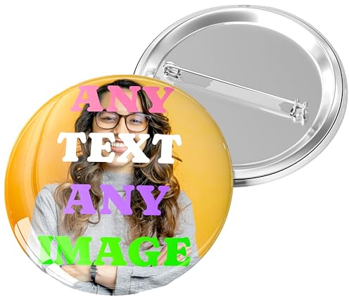 Hippowarehouse Personalised Pin Badge Upto 1000 Name with Text or Photo Custom Logo Button Badge for Events Gifts Parties Branding Kids Work Lanyards Bags Jackets Create Your Own Design