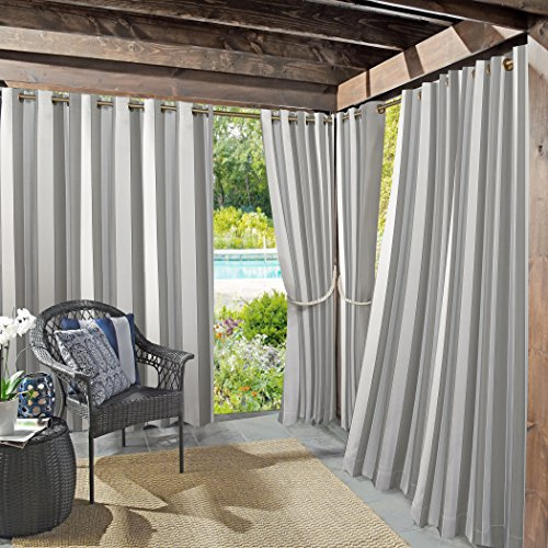 Sun Zero Valencia Lot de 2 Rideaux à œillets à Rayures Cabana pour intérieur/extérieur, Protection UV, économe en énergie