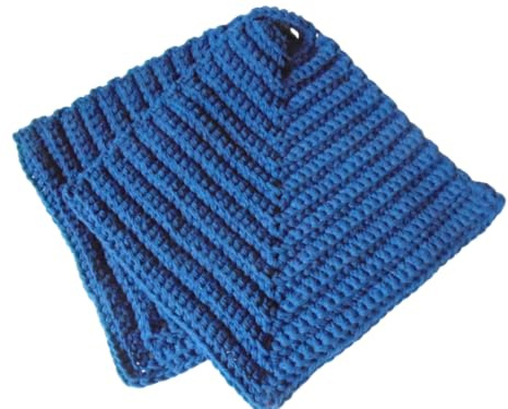WSV-2er Set handgehäkelter Topflappen in blauem Baumwollgarn handgefertigt und handgehäkelt
