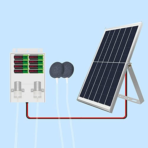 Quantité Atmosphérique de Pompe à Oxygène Solaire, Aérateur de Bassin Solaire avec Support et Batterie Rechargeable 8800/17600mah, Petite Piscine Extérieure à la Maison Oxygénateur Solaire(Siz