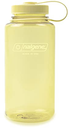 Nalgene Sustain Tritan Botella de agua sin BPA hecha con material derivado del 50% de residuos plásticos, 32 onzas, boca ancha, mantequilla