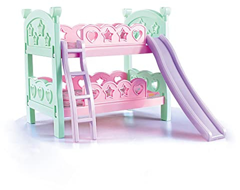 zalati Doll Bunk Bed with Slide and Ladder Assemble Toy for 18 Doll Fun Playset Accessory
