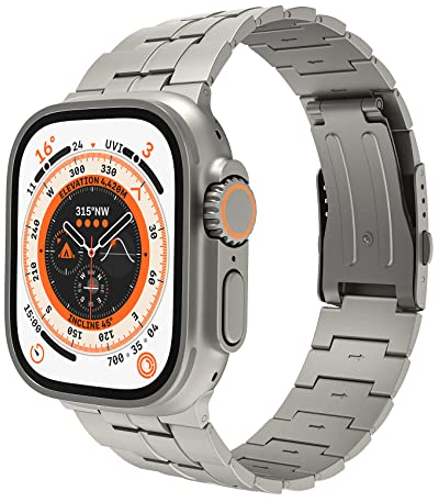 LULULOOK Bracelet Titane pour Apple Watch Ultra 2, en Titane Grade 2, à Fermoir Déployant, Légèreté et Anti-Rayures, Esthétique, Agréable à porter, Bracelet pour Apple Watch Ultra, 49mm
