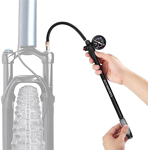 Pompa per ammortizzatori per mountain - Pompa ad aria posteriore per bici ad alta pressione da 300 psi - Pompa da bicicletta universale con manometro e pulsante di spurgo 'aria, Rianpesn
