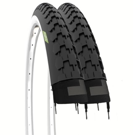 2 Pneus 26 X 1 1/2 (40-584) Pneus Blanc Noir 26 Caoutchouc Vélo Vintage Ballon City Bike