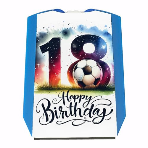 speecheese 18. Geburtstag Fußball Parkscheibe mit Spruch Happy Birthday 18 Perfekt für Feste - Schickes Design mit Fußballfeld Hintergrund und Ball - Glückwünsche für Sport-Fans