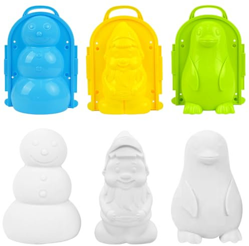 Capaneus 3 Stück Schneeball Form，Pinguin Schneeballzange，Schneespielzeug Kinder，Cartoon Schneeball Maker Clip Set，Viele Formen Schneeformen Spielzeug