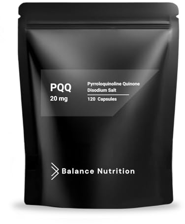 PQQ 20mg 120 Capsules Pyrroloquinoline Quinone Supplement – High Purity >99% - PQQ Disodium Salt – Bioavailable Form - Vegan Anti-Aging Support - Mitochondrial Cellular Natural Energy Booster