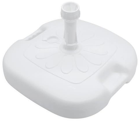 Pied de parasol en plastique - 45 x 45 cm - À remplir pour mâts de parasol jusqu'à 33 cm - Blanc - Support de parasol à remplir avec 16 l d'eau ou de sable - Poids du parasol