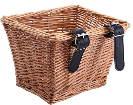Wicker Bikes Basket Pet Carrier Bicycle Front Cat and Dogs Booster Cars Seat Organizer Cargo for Traveling Camping Outdoor