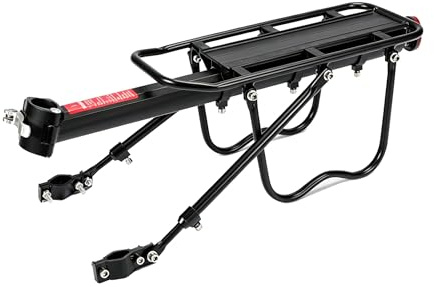 MarkShop Rear Bike Rack – Best Bike Rear Rack for Panniers, Adjustable Lightweight Bike Pannier Rack for Commuting & Touring, 51KG Aluminum Alloy Pannier Rack with Reflector