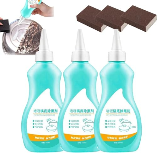 Gel Cleaner per pentole e padelle, gel nero per la pulizia del fondo della pentola, detergente per fondo di pentole e padelle, utensili da cucina antiruggine (3, one size)