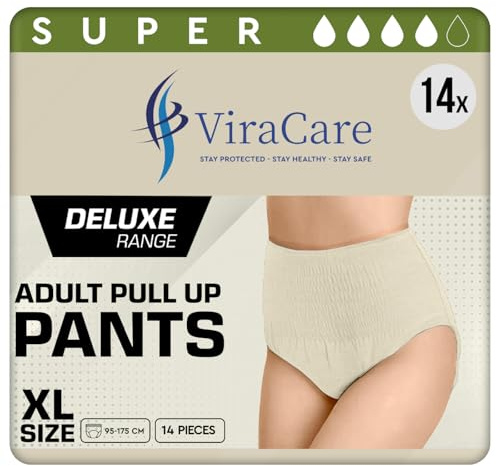 14 x Cream Super Incontinence Pants Women, Adult Nappies | High Absorption, Anti-Leakage, Soft-Stretch Waistband, Breathable, Discreet Fit, Adult Diapers, X-Large Size (1 Pack of 14)