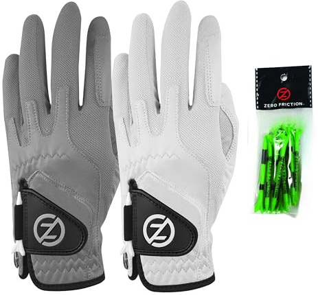 Zero Friction Cabretta Elite Lot de 2 Gants de Golf pour Main Gauche Taille Unique Gris/Blanc
