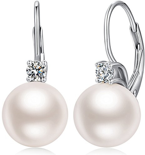 Orecchini Perle Donna in Argento Sterling 925 Orecchini Perle Pendenti Ipoallergenici Bianco Perla Gioielli Regali da Donna Leverback