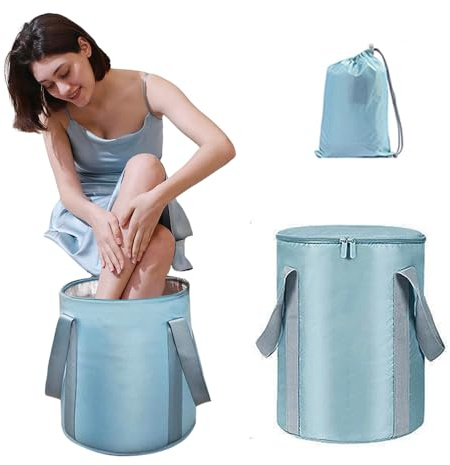 Vitaciti Portable Thermal Insulation Multifunctional Foldable Feet Soaking Bath Bucket with Lid Home Travel Outdoor Camping Foot Soaking Spa Bucket, 7.4 US GAL,Blue, Birthday Gift