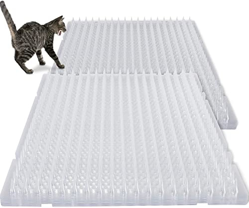 Nuanchu 20 Pcs Cat Repellent Outdoor Indoor Mat, 16 x 13 Inch Clear Plastic Spiked Cat Deterrent Mat for Furniture, Plants, Couch Protectors
