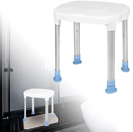 LZQ Duschhocker Duschstuhl Badezimmerhocker höhenverstellbar Badewannenhocker, Duschbank Badhocker Duschhilfe Duschstuhl für Senioren, Mattierte Sitzplatte bis 150 kg