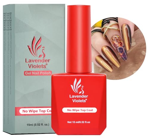 Lavender Violets 15ml Gel Top Coat No Wipe UV Nail Polish UV LED Soak Off Manicure Pedicure Larger Content Salon Quality Nail Stuff A102
