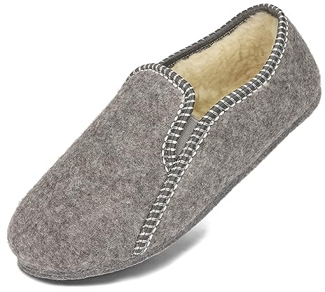 BeComfy Pantofole di Feltro Uomo Donna Suola di Feltro Fodera in Lana Unisex 36-46 EU (Grigio, 36)