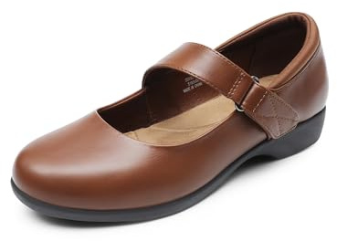 DREAM PAIRS Mary Jane Planos Mujer,Marrón,39