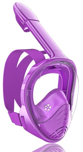 QingSong Kids Snorkel Mask Full Face, Snorkeling Set with Camera Mount, 180 Degree Panoramic View Snorkeling Gear Anti-Fog Anti-Leak