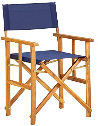 RAUGAJ Outdoor-Sitz, Outdoor-Stühle, Regiestuhl, massives Akazienholz, Blau