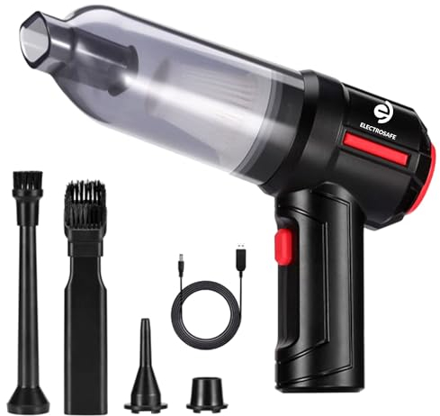 ELECTROSAFE Car Vacuum Cleaner Cordless -9000PA Powerful Suction, 3 Adjustable Levels, 3-in-1 Versatility this Portable Handheld vacuum Rechargeable Dust and Air Blower is perfect for your Car, Home