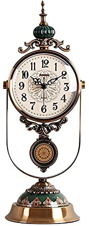 UNbit Reloj de Manto, Péndulo de Metal Mudo Reloj de Chimenea de Cuarzo con Pilas precisas Reloj de Mesa Decorativo Mudo oscilante