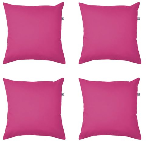 rucomfy Indoor/Outdoor Cushion with Insert Filling - Accessories for Home and Garden Decor Scatter Pillow - Pre Filled with Fibre Inner - Water Resistant - 45 x 45cm (4, Cerise Pink, 45cm x 45cm)