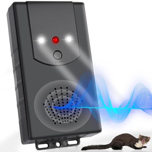 Warmfay Upgrade Marderschreck Auto mit Ultraschall & Blitzlicht, Anschluss an 12V Autobatterie, Batteriebetriebene oder USB-Betrieben, Effektive Marderabwehr für KFZ, Dachboden, Haus, Garage - 1 Stück