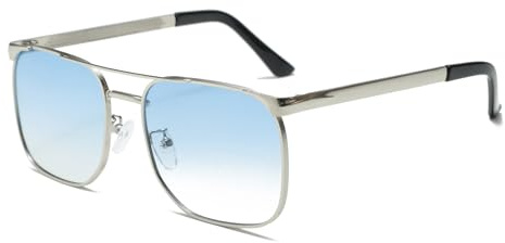 Long Keeper Retro Gafas de Sol Piloto para Hombre Mujer Gafas de Sol Cuadradas Metal Años 70s 80s Gafas de Piloto Cuadradas Clasicas Protección UV400, 55MM