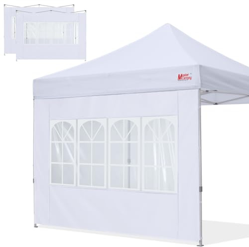 MASTERCANOPY Paneles de pared lateral para ventana de iglesia para carpa instantánea de 3 x 3 m, paquete de 2 paredes laterales, color blanco