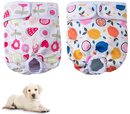 Paquete de 2 pañales reutilizables para perros, pañales súper absorbentes para perros, pantalones lavables para período femenino para perros, pañales sanitarios para cachorros, 40-50 cm