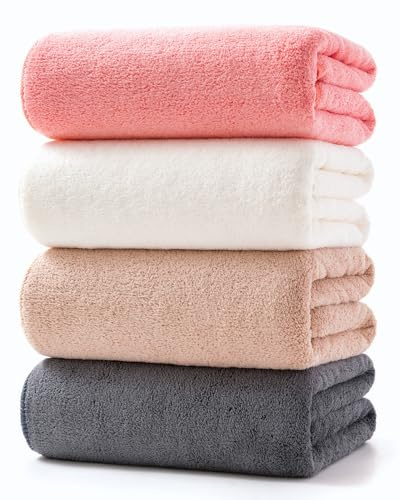 Lumimi 4-Pack Premium Soft Microfiber Hand Towel Set - Lint-Free & Fade-Resistant, Superior Absorbency Quick Dry 29 L x 13 W for Gym/Spa/Home, Lightweight Durable multicolor