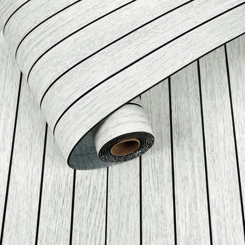 Yullpaper Paneles De Pared Autoadhesivos Gris y Blanco Para Salon Soggiorno paneles Decorativos Para Pared Madera Revestimiento De Pared Espuma Acustica Paneles De Madera 3D Rollo 30 cm x 300 cm